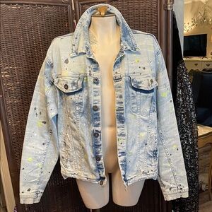 Stylish Denim Jacket with Paint Splatter